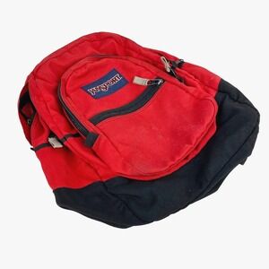 Jansport Big Student Backpack Red Large Satchel Book Bag Preowned 3 Lg Pockets
